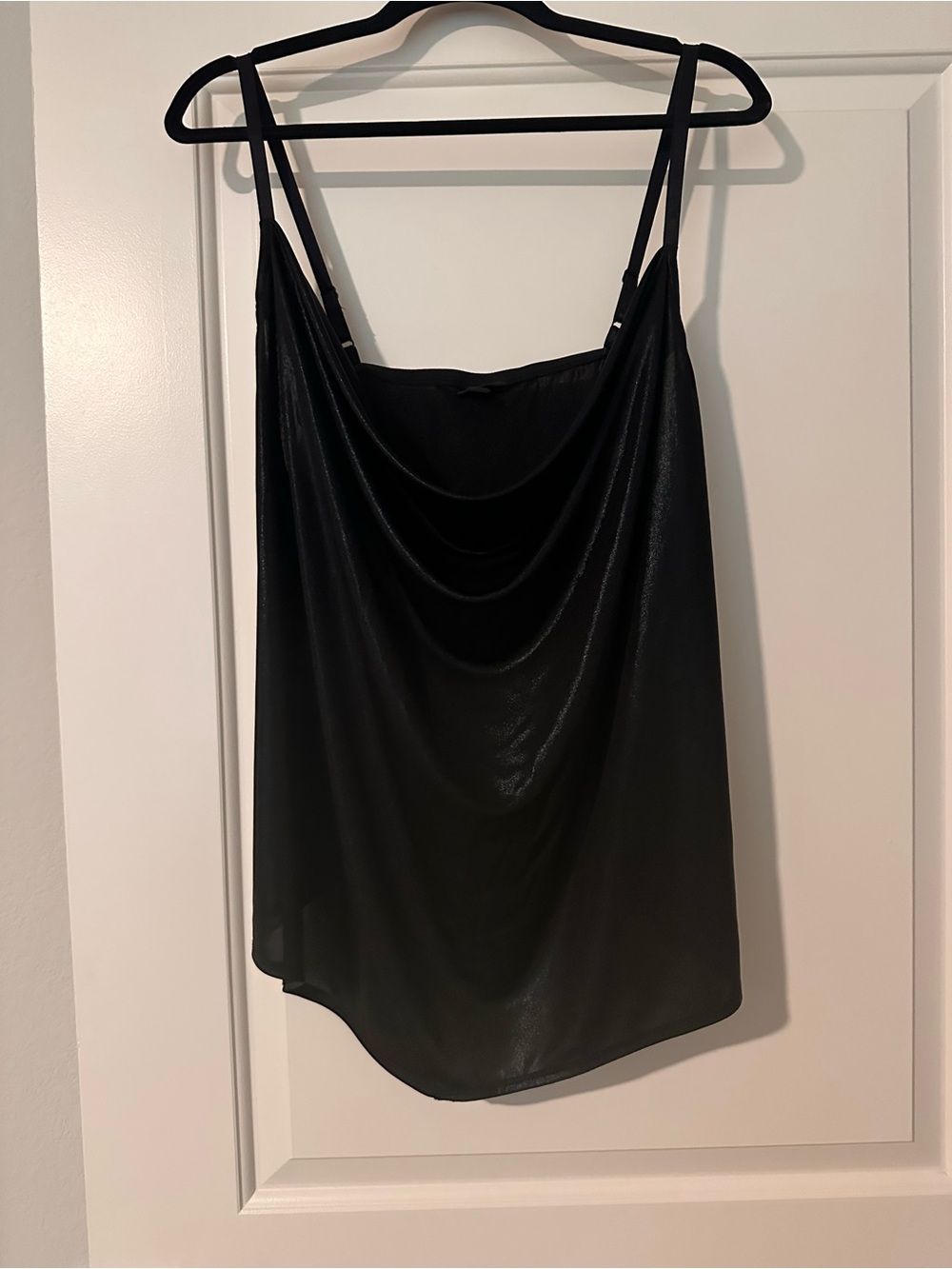 Satin Black Cowl Neck Camisole with Adjustable Straps